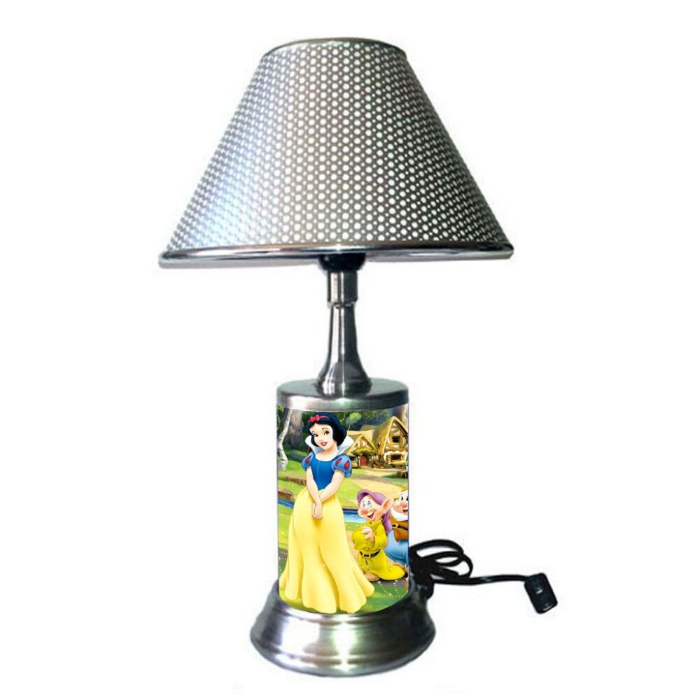 Snow White and the Seven Dwarfs lamp with chrome finish shade